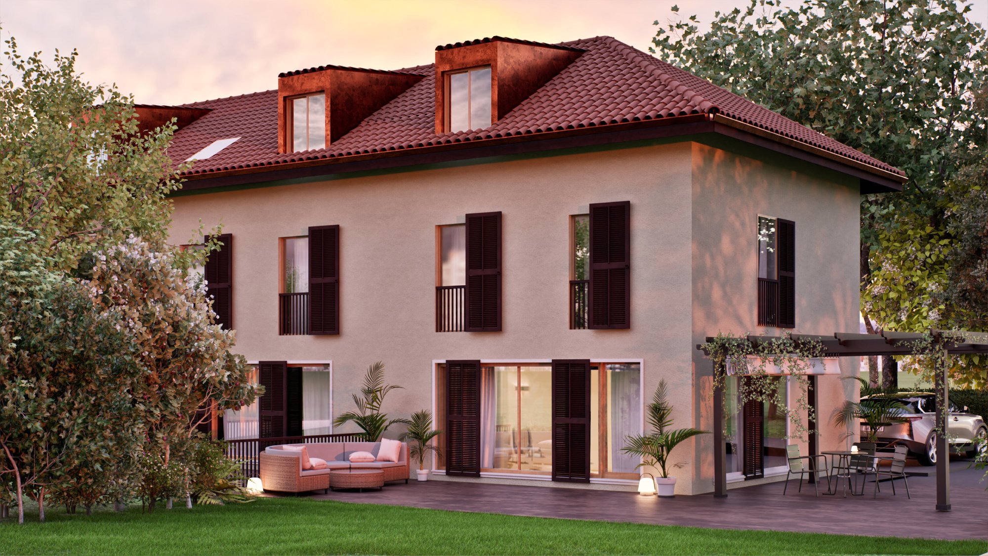 Vue extérieure d’une villa contiguë à Saint-Saphorin-sur-Morges