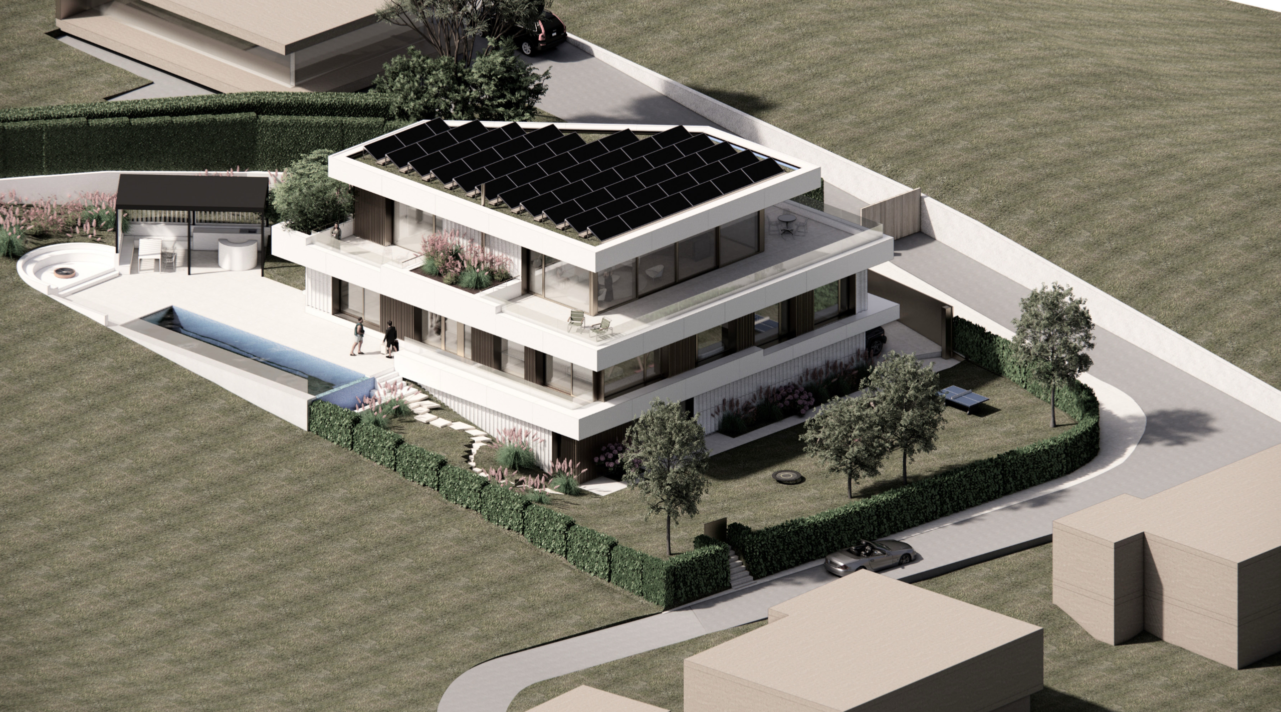 villa d’architecte à La Tour-de-Peilz réalisée par LEGATO EG, construction mixte Minergie-P